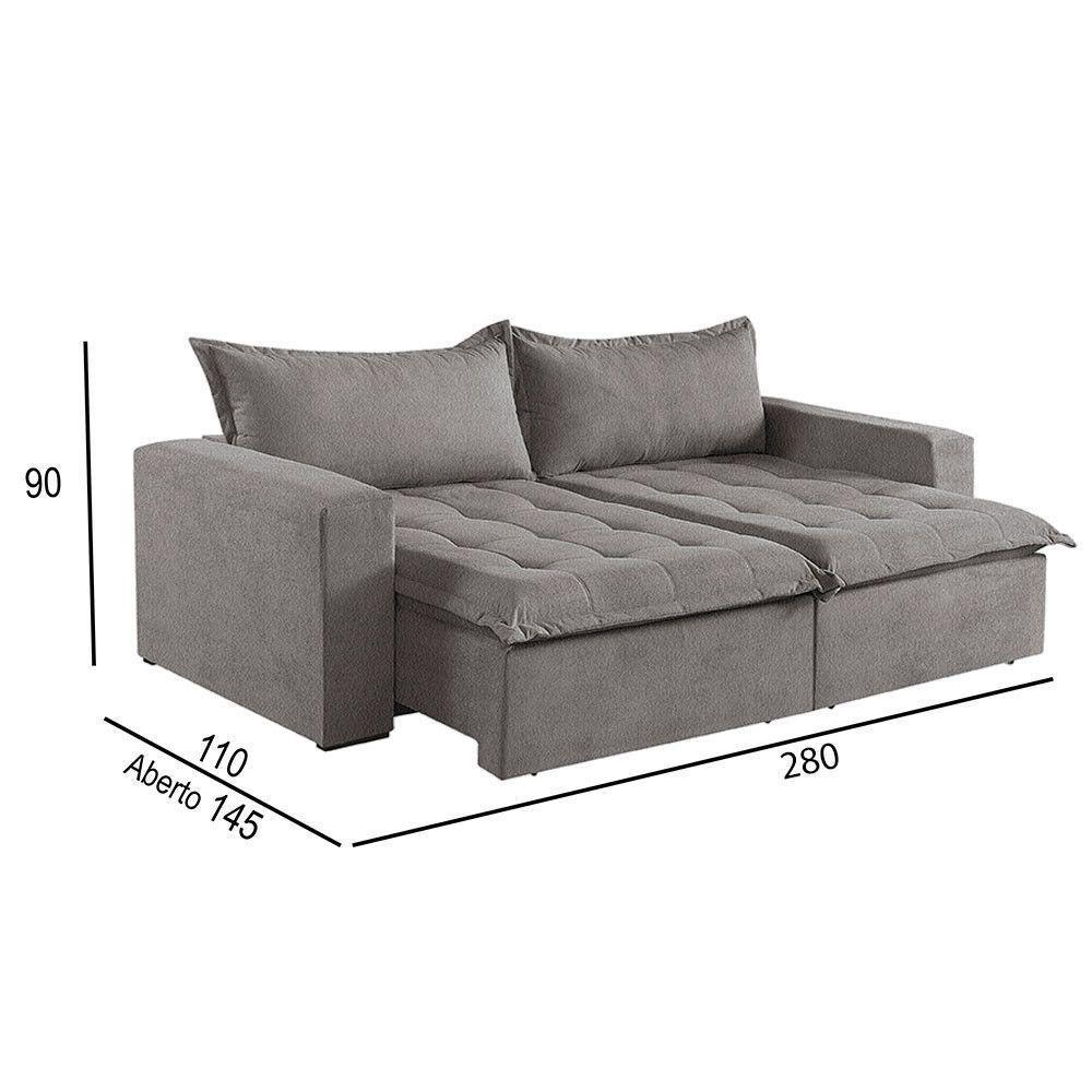 Sofá 5 Lugares Retrátil E Reclinável Linho M-184 Martins Cinza - 4
