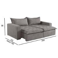 Sofá 5 Lugares Retrátil E Reclinável Linho M-184 Martins Cinza