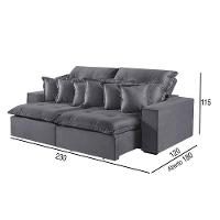 Sofá 3 Lugares Retrátil E Reclinável M-144 Veludo Martins Grafite - 2