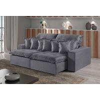 Sofá 3 Lugares Retrátil E Reclinável M-144 Veludo Martins Grafite - 3