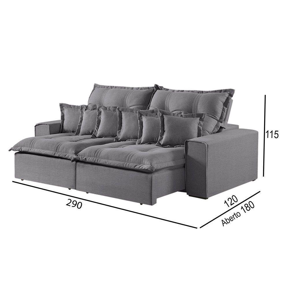 Sofá 5 Lugares Retrátil E Reclinável Linho M-144 Martins Cinza - 2