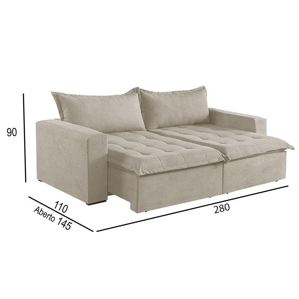 Sofá 5 Lugares Retrátil E Reclinável Linho M-184 Martins Creme - 3