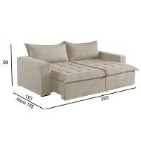 Sofá 5 Lugares Retrátil E Reclinável Linho M-184 Martins Creme - 3