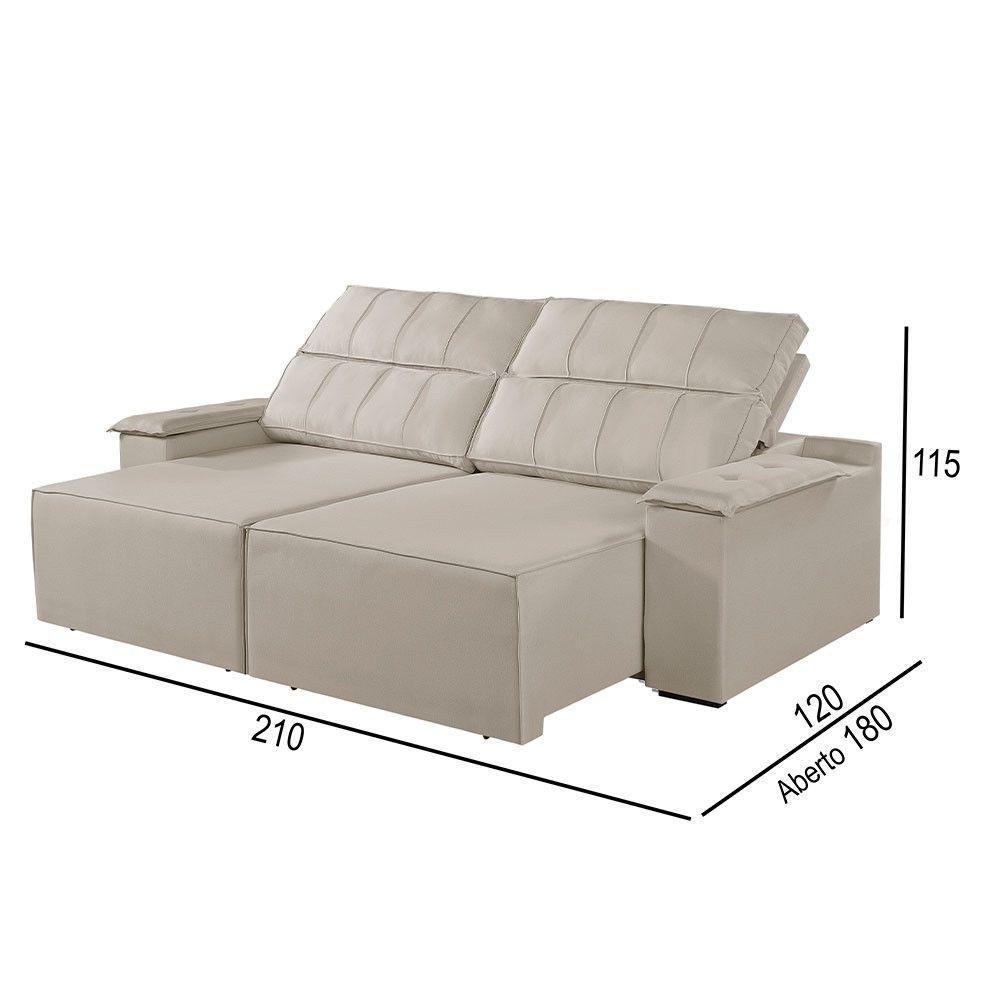 Sofá 2 Lugares Retrátil E Reclinável Martins M-182 Veludo Creme - 3