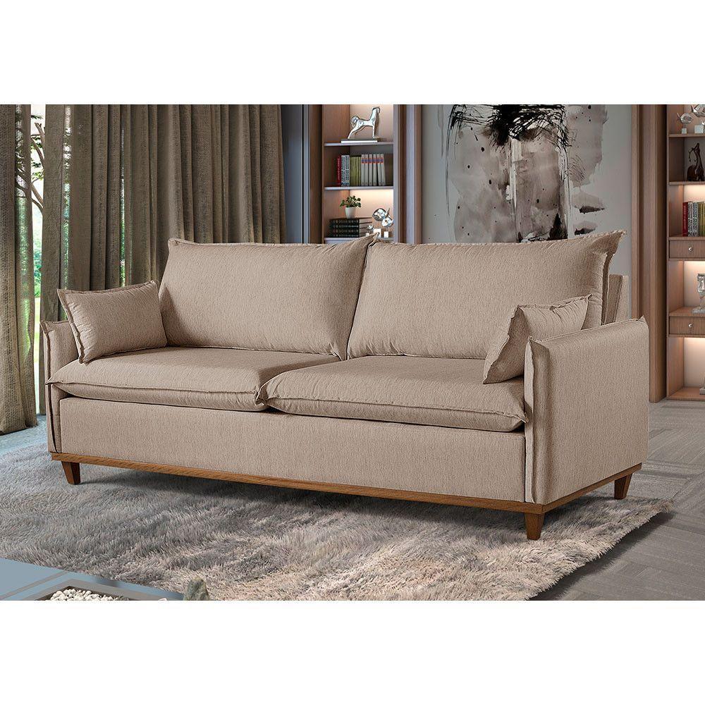 Sofá 4 Lugares Living M-168 Veludo Martins Bege - 3