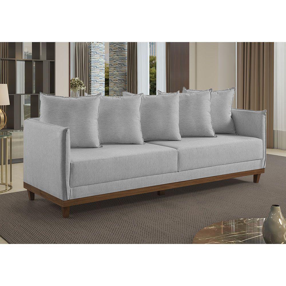 Sofá 4 Lugares Living M-169 Veludo Martins Cinza - 3