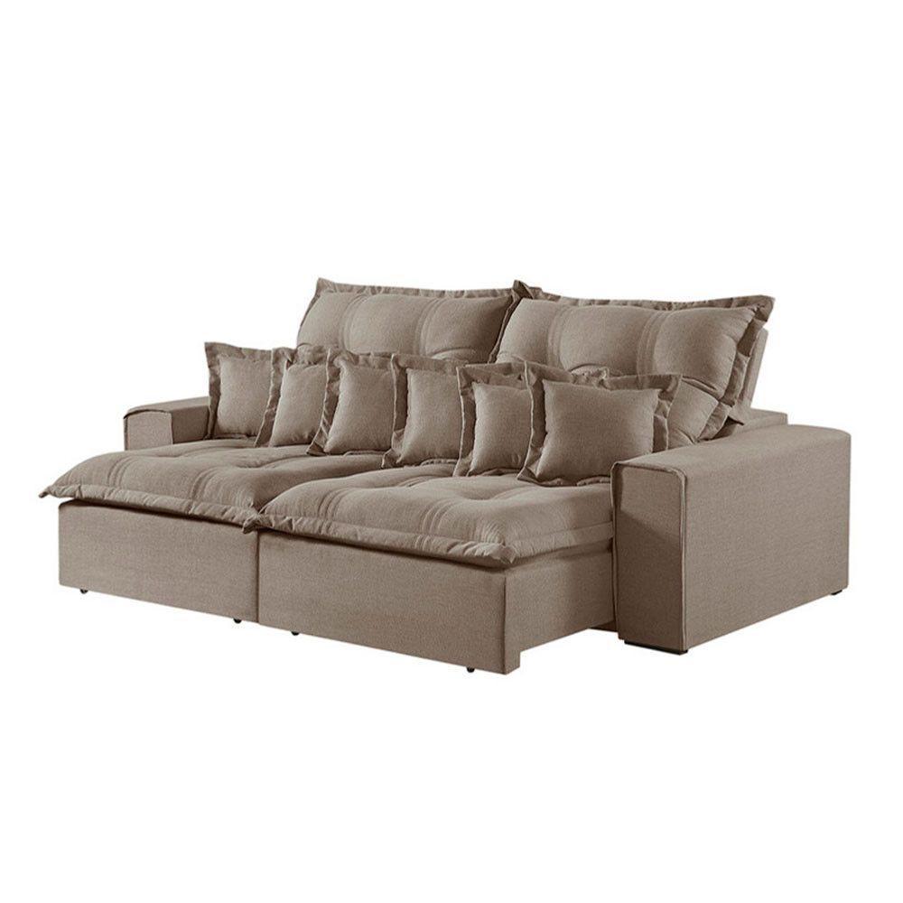 Sofá 5 Lugares Retrátil E Reclinável Linho M-144 Martins Bege - 1