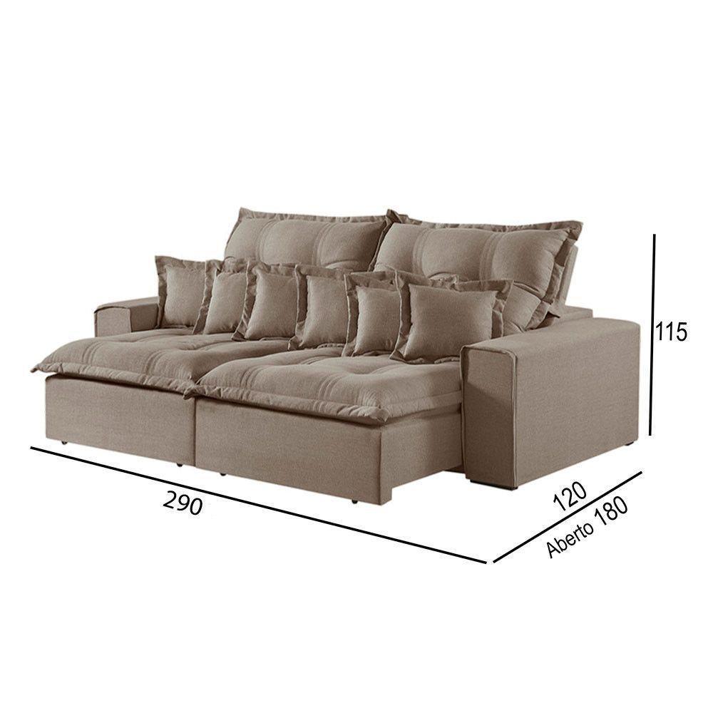 Sofá 5 Lugares Retrátil E Reclinável Linho M-144 Martins Bege - 3