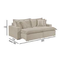 Sofá 2 Lugares Retrátil Com Encosto Fixo Linho M-145 Martins Creme - 3