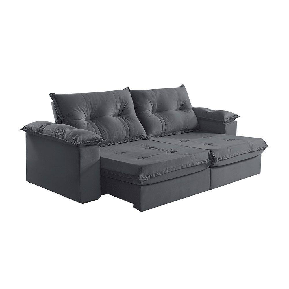 Sofá 5 Lugares Retrátil E Reclinável Martins M-164 Veludo Grafite - 1