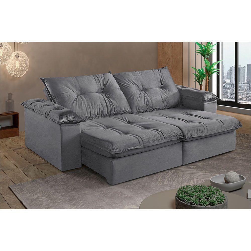 Sofá 5 Lugares Retrátil E Reclinável Martins M-164 Veludo Grafite - 2