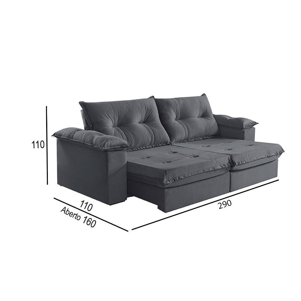 Sofá 5 Lugares Retrátil E Reclinável Martins M-164 Veludo Grafite - 3