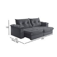 Sofá 5 Lugares Retrátil E Reclinável Martins M-164 Veludo Grafite - 3