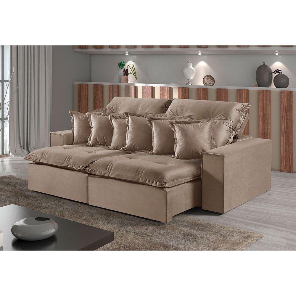 Sofá 5 Lugares Retrátil E Reclinável M-144 Veludo Martins Bege - 2