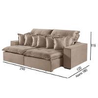 Sofá 5 Lugares Retrátil E Reclinável M-144 Veludo Martins Bege - 3