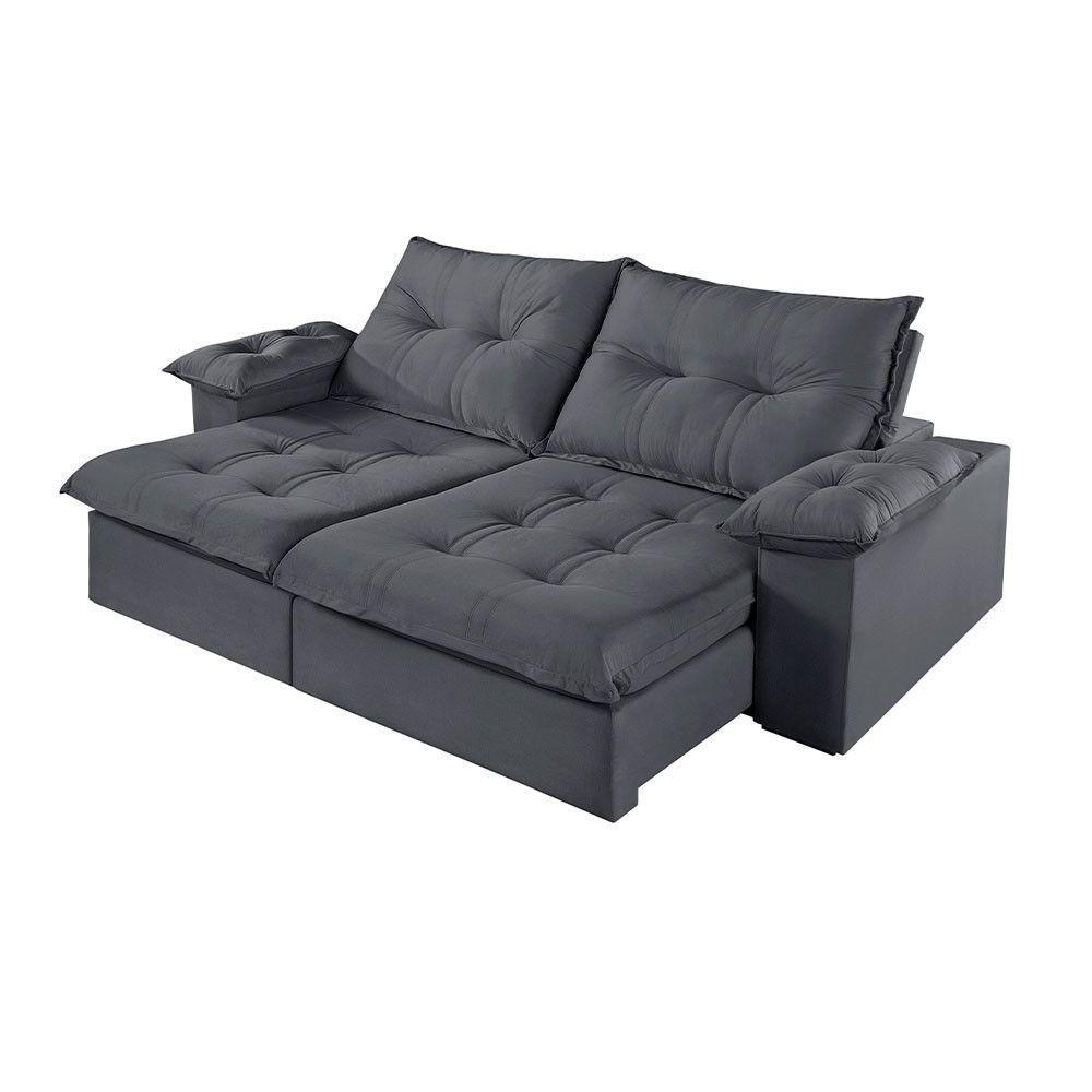 Sofá 5 Lugares Retrátil E Reclinável Martins M-183 Veludo Grafite - 1