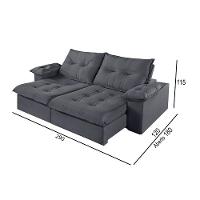 Sofá 5 Lugares Retrátil E Reclinável Martins M-183 Veludo Grafite - 2