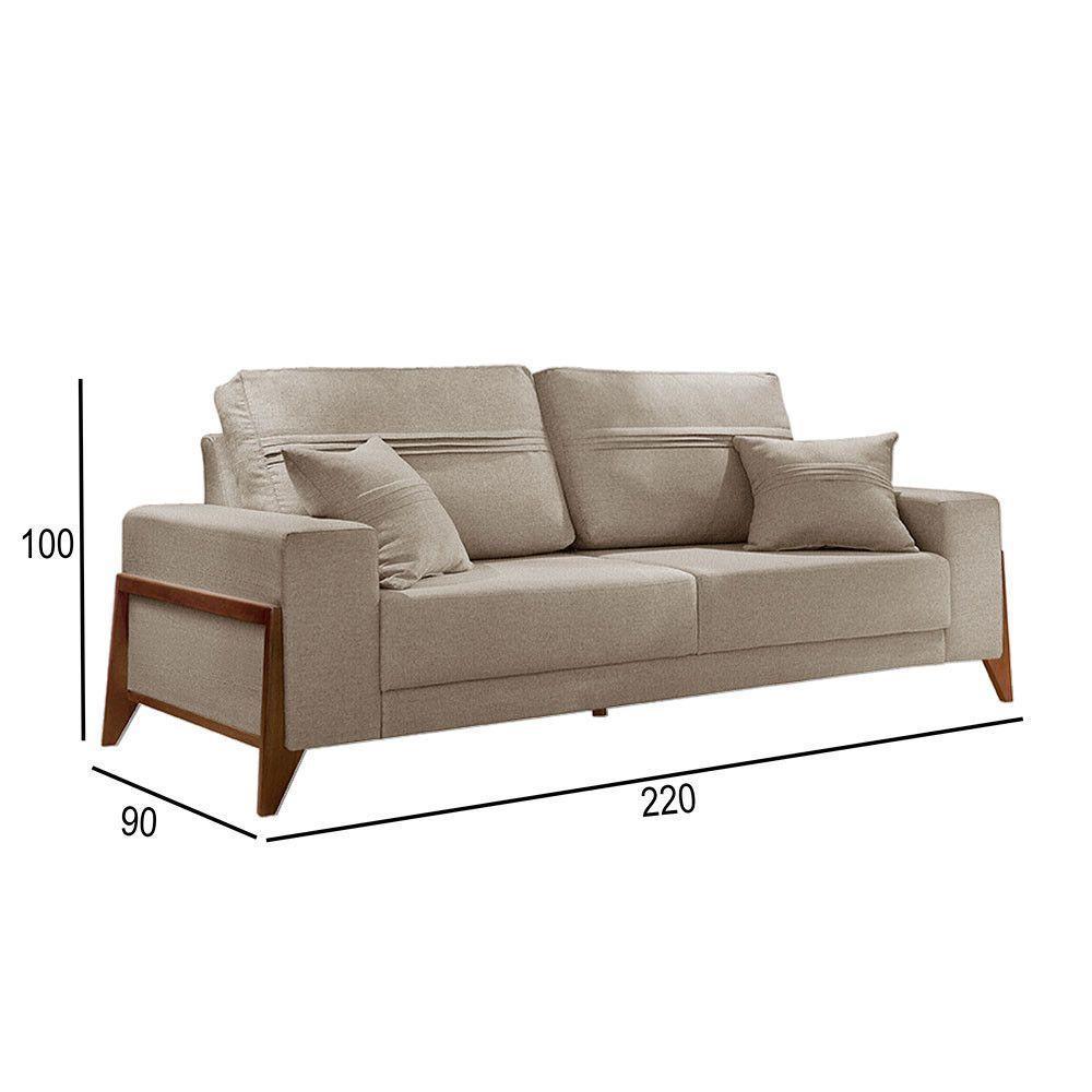 Sofá 3 Lugares Living Linho M-130 Martins Bege - 2