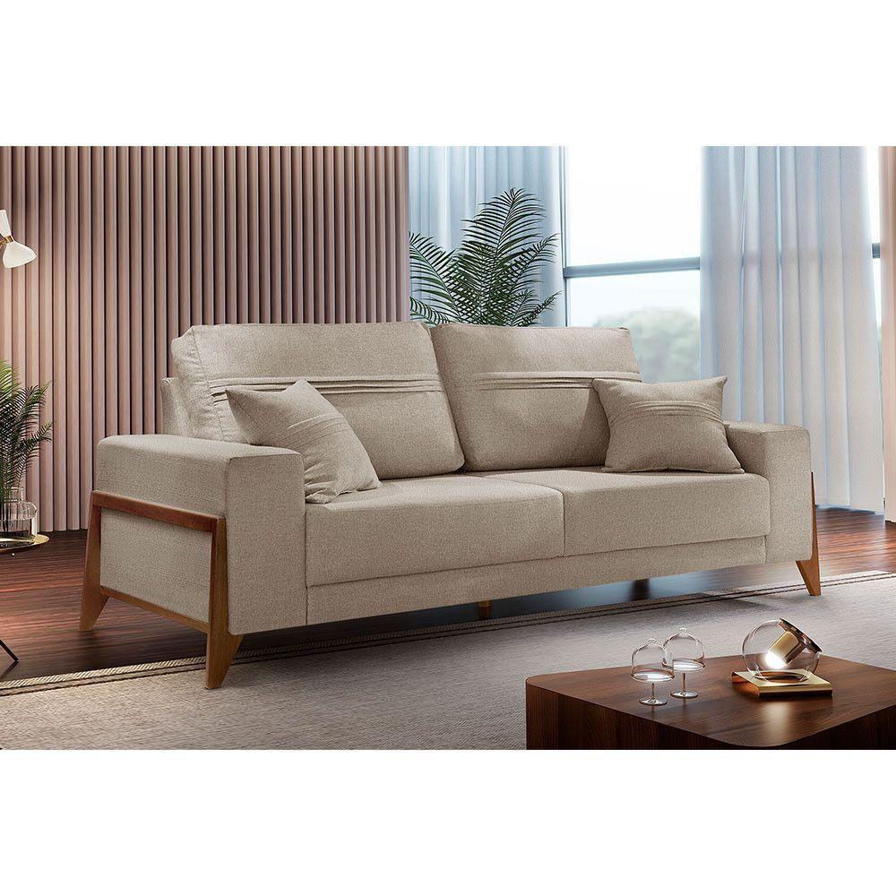 Sofá 3 Lugares Living Linho M-130 Martins Bege - 3