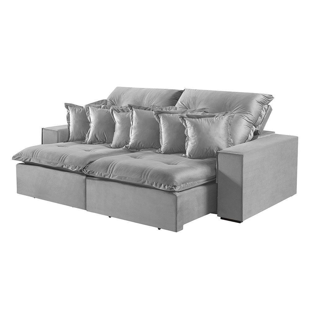 Sofá 5 Lugares Retrátil E Reclinável M-144 Veludo Martins Cinza - 1