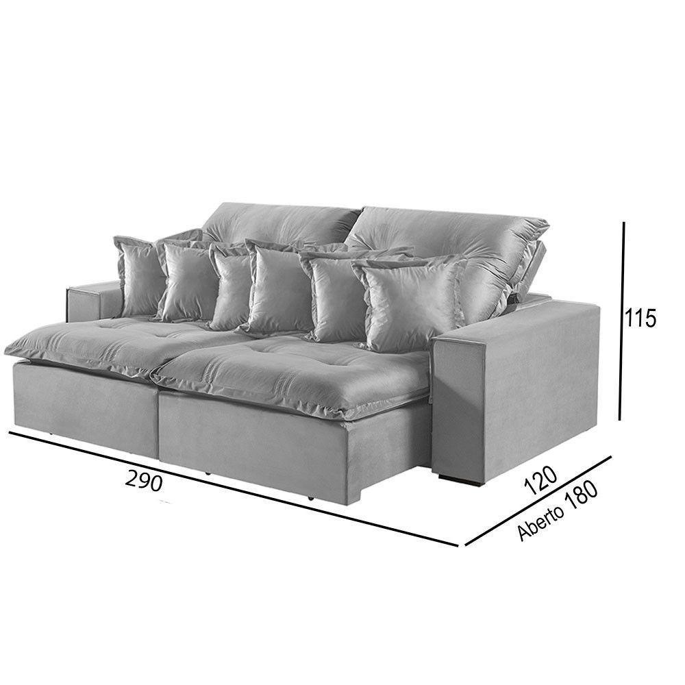 Sofá 5 Lugares Retrátil E Reclinável M-144 Veludo Martins Cinza - 3