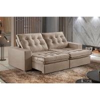 Sofá 3 Lugares Retrátil E Reclinável Martins M-165 Veludo Bege - 2