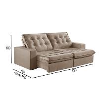 Sofá 3 Lugares Retrátil E Reclinável Martins M-165 Veludo Bege - 3