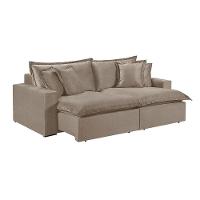 Sofá 3 Lugares Retrátil Com Encosto Fixo Linho M-145 Martins Bege - 1