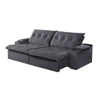 Sofá 4 Lugares Retrátil Martins M-163 Com Acessórios Veludo Grafite - 1