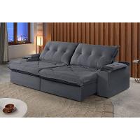 Sofá 4 Lugares Retrátil Martins M-163 Com Acessórios Veludo Grafite - 3