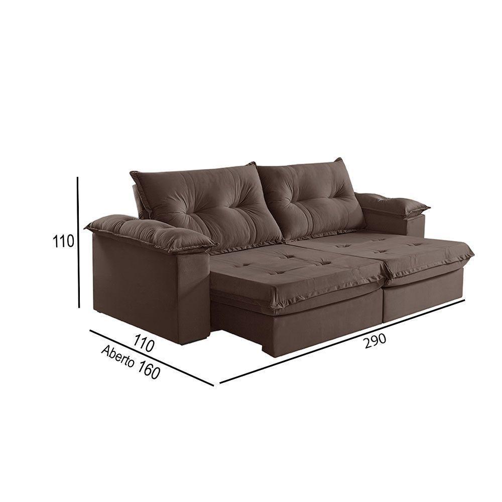 Sofá 5 Lugares Retrátil E Reclinável Martins M-164 Veludo Marrom - 3