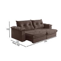 Sofá 5 Lugares Retrátil E Reclinável Martins M-164 Veludo Marrom - 3