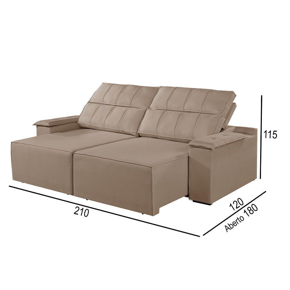 Sofá 2 Lugares Retrátil E Reclinável Martins M-182 Veludo Bege - 2