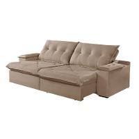 Sofá 4 Lugares Retrátil E Reclinável Martins M-163 Veludo Bege - 1