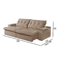 Sofá 4 Lugares Retrátil E Reclinável Martins M-163 Veludo Bege - 3