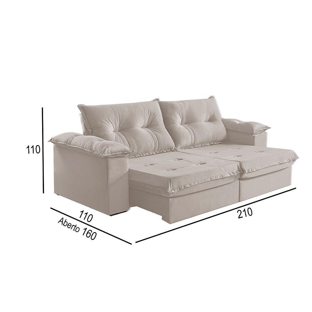 Sofá 2 Lugares Retrátil E Reclinável Martins M-164 Veludo Creme - 3