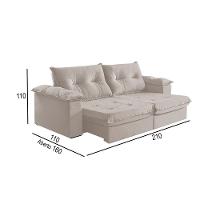 Sofá 2 Lugares Retrátil E Reclinável Martins M-164 Veludo Creme - 3
