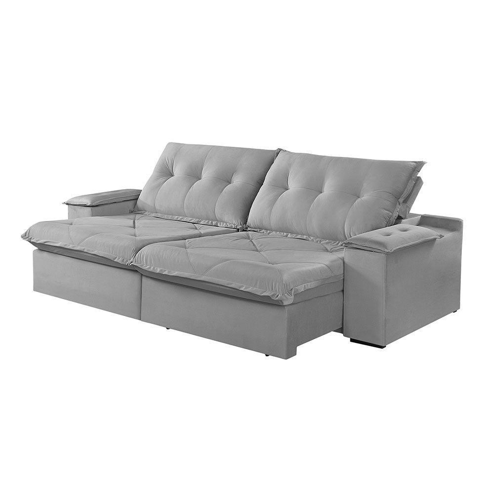 Sofá 2 Lugares Retrátil E Reclinável Martins M-163 Veludo Cinza - 1