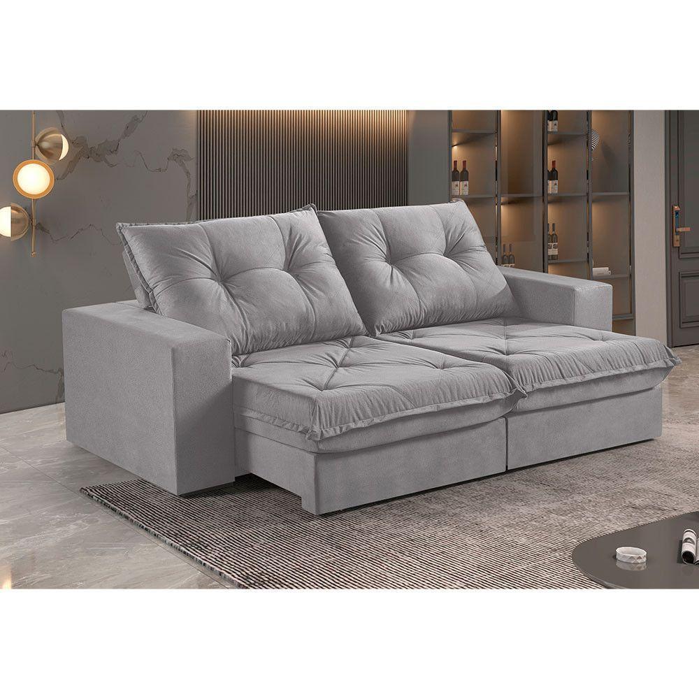 Sofá 2 Lugares Retrátil E Reclinável Martins M-163 Veludo Cinza - 2