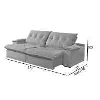 Sofá 2 Lugares Retrátil E Reclinável Martins M-163 Veludo Cinza - 3