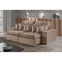 Sofá 4 Lugares Retrátil E Reclinável M-144 Veludo Martins Bege - 3