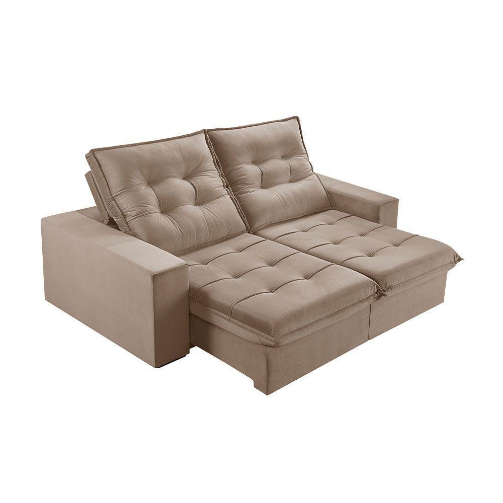 Sofá 5 Lugares Retrátil E Reclinável Martins M-166 Veludo Bege - 1