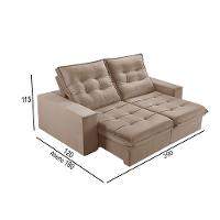 Sofá 5 Lugares Retrátil E Reclinável Martins M-166 Veludo Bege - 3