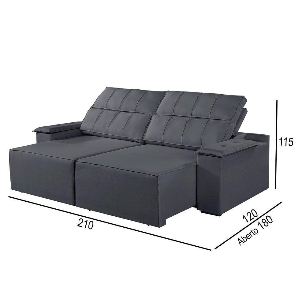 Sofá 2 Lugares Retrátil E Reclinável Martins M-182 Veludo Grafite - 3