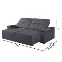 Sofá 2 Lugares Retrátil E Reclinável Martins M-182 Veludo Grafite - 3