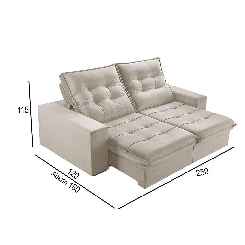 Sofá 4 Lugares Retrátil E Reclinável Martins M-166 Veludo Creme - 3