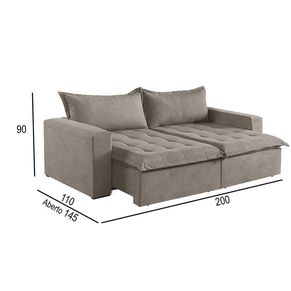 Sofá Cama 2 Lugares Retrátil Reclinável Linho M-184 Martins Bege - 4