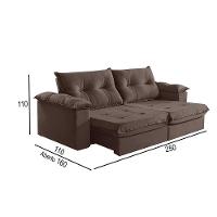 Sofá 4 Lugares Retrátil E Reclinável Martins M-164 Veludo Marrom - 3