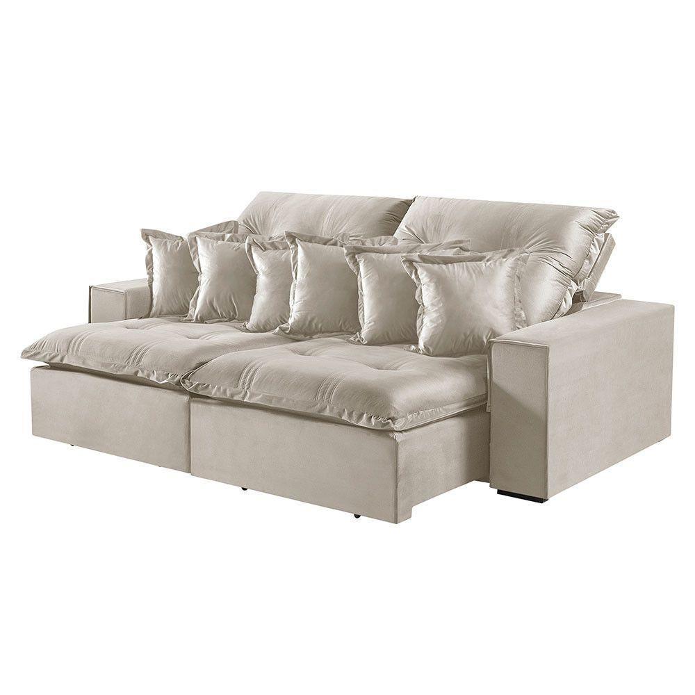 Sofá 4 Lugares Retrátil E Reclinável M-144 Veludo Martins Creme - 1