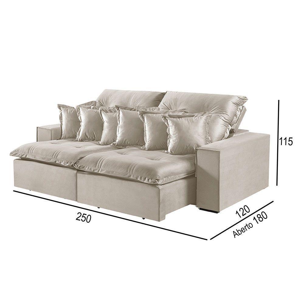 Sofá 4 Lugares Retrátil E Reclinável M-144 Veludo Martins Creme - 3